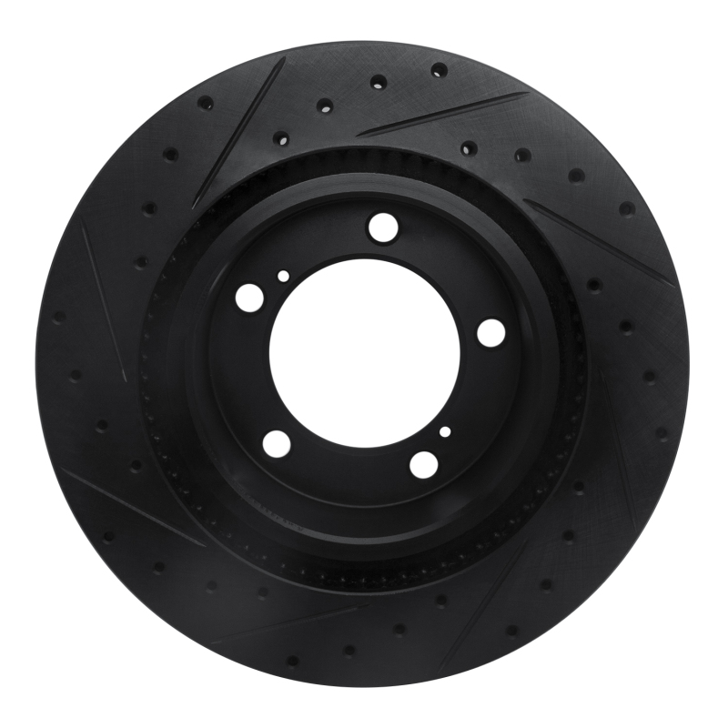 Lexus LX570 Brake Rotor (1) - Front Right - R1 Concepts - Drilled & Slotted - Black - `08-`21